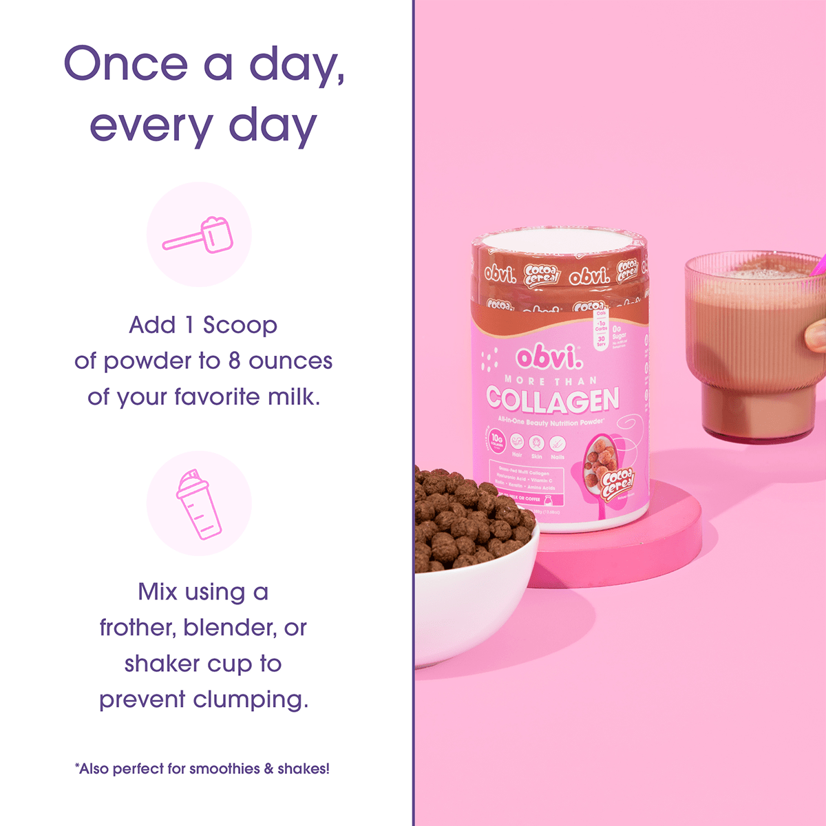 Obvi Plus de collagène | Céréales au cacao