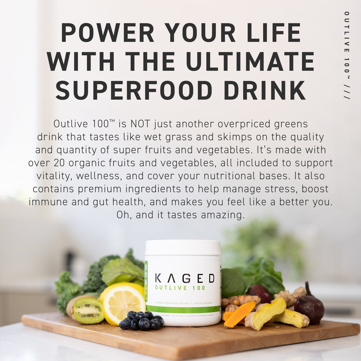 Kaged Outlive 100™ Légumes verts superaliments biologiques