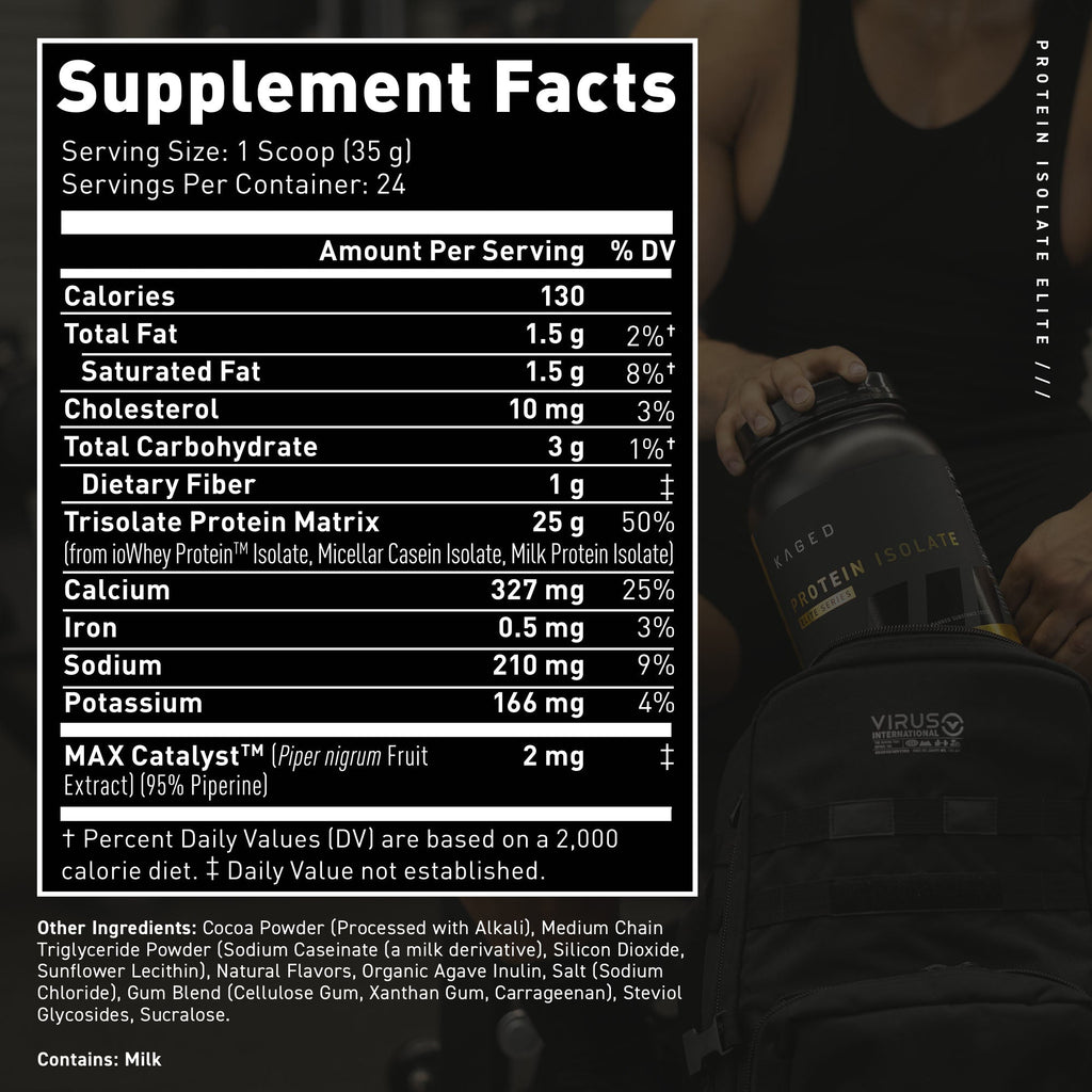 Kaged Protein Isolate Elite, poudre protéinée à libération prolongée